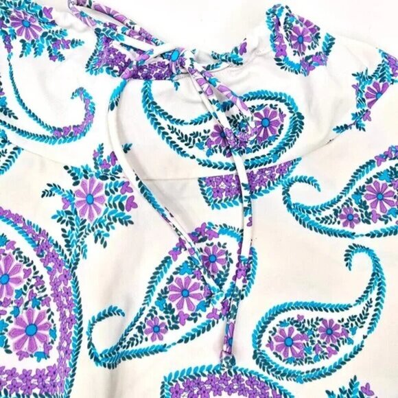 Vintage Esprit Y2K White Paisley Circle Swim Suit Beach Cover - Picture 6 of 8